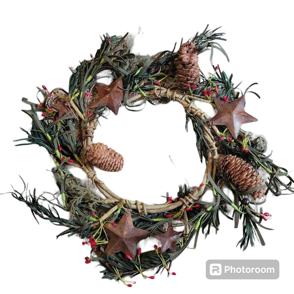 NEW Christmas Holiday Rustic Wreath Centerpiece